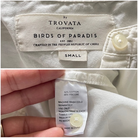 Anthropologie Birds of Paradis by Trovata White button shirt Small preowned - Picture 5 of 5